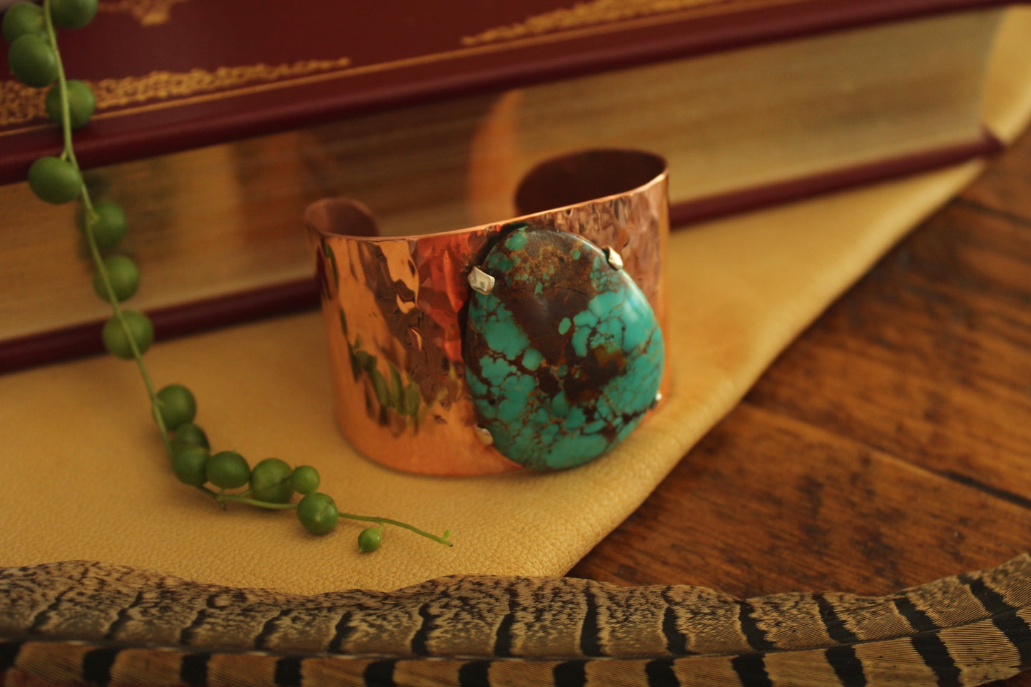 “Santa Fe” Copper Cuff With Turquoise