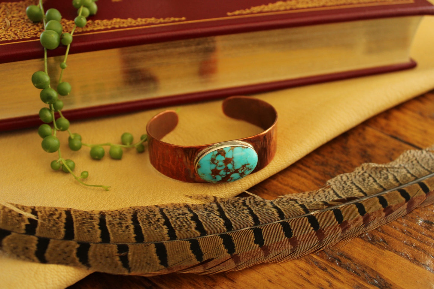 “The Desert Rose” Copper Cuff With Turquoise