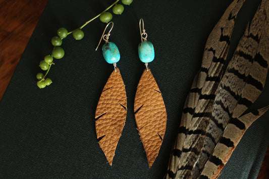 Leather Feather Earrings