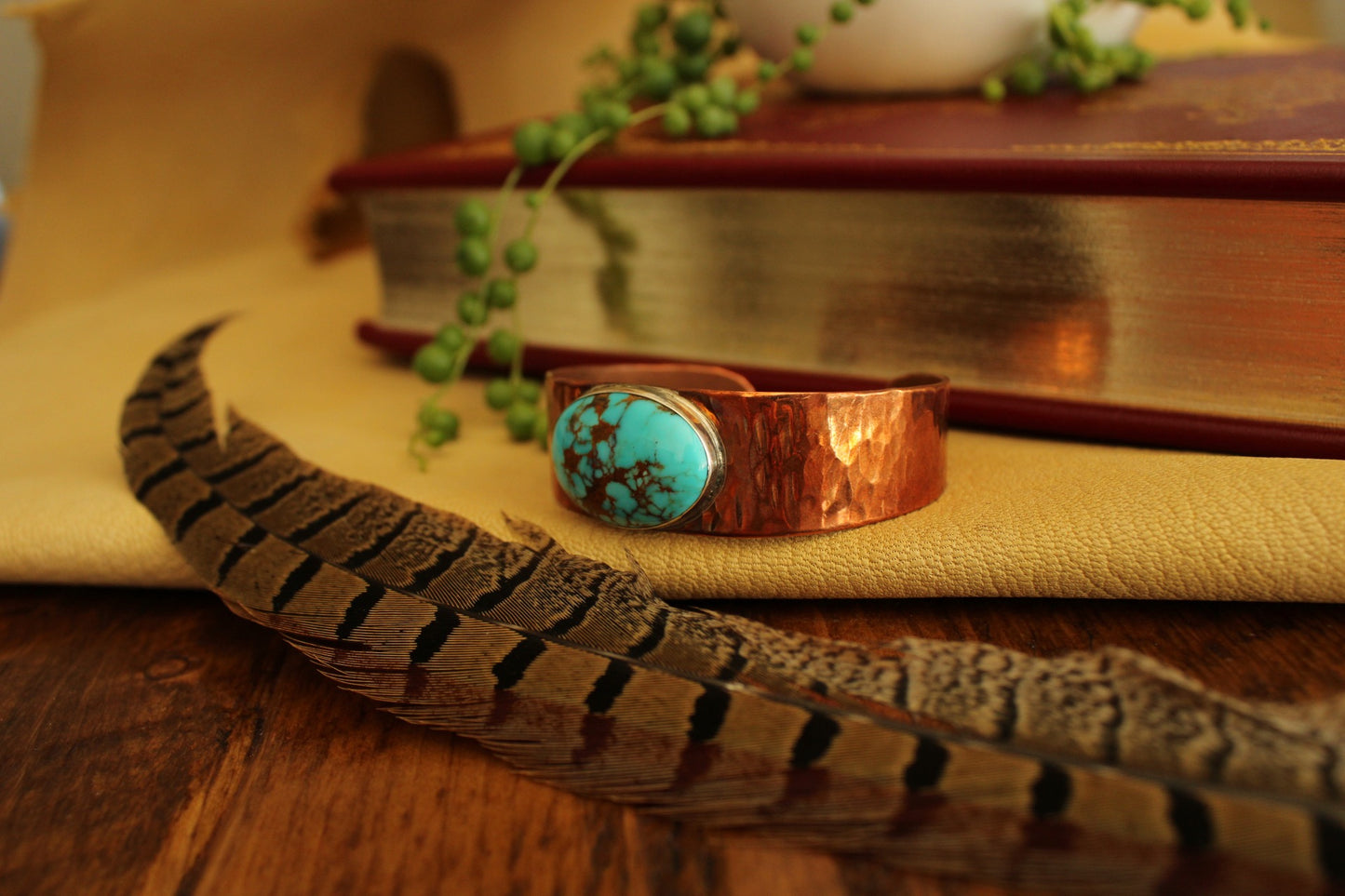 “The Desert Rose” Copper Cuff With Turquoise