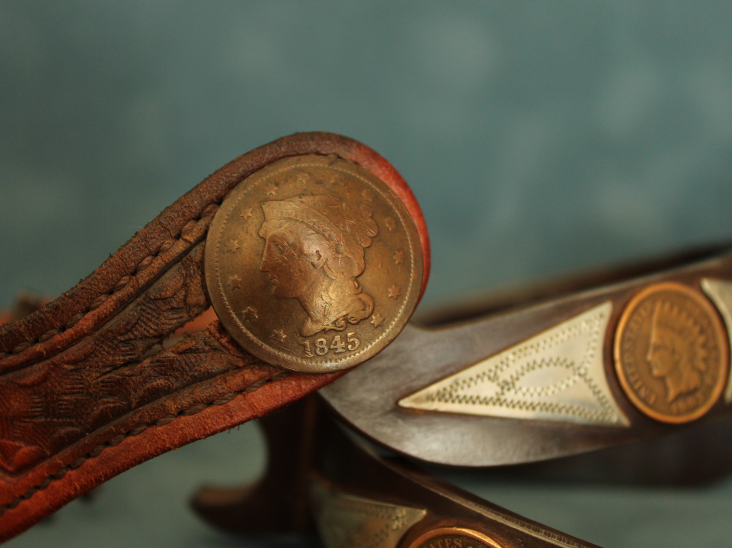 Bottle Opener Shank Spurs With 1800’s Large Cent Coins